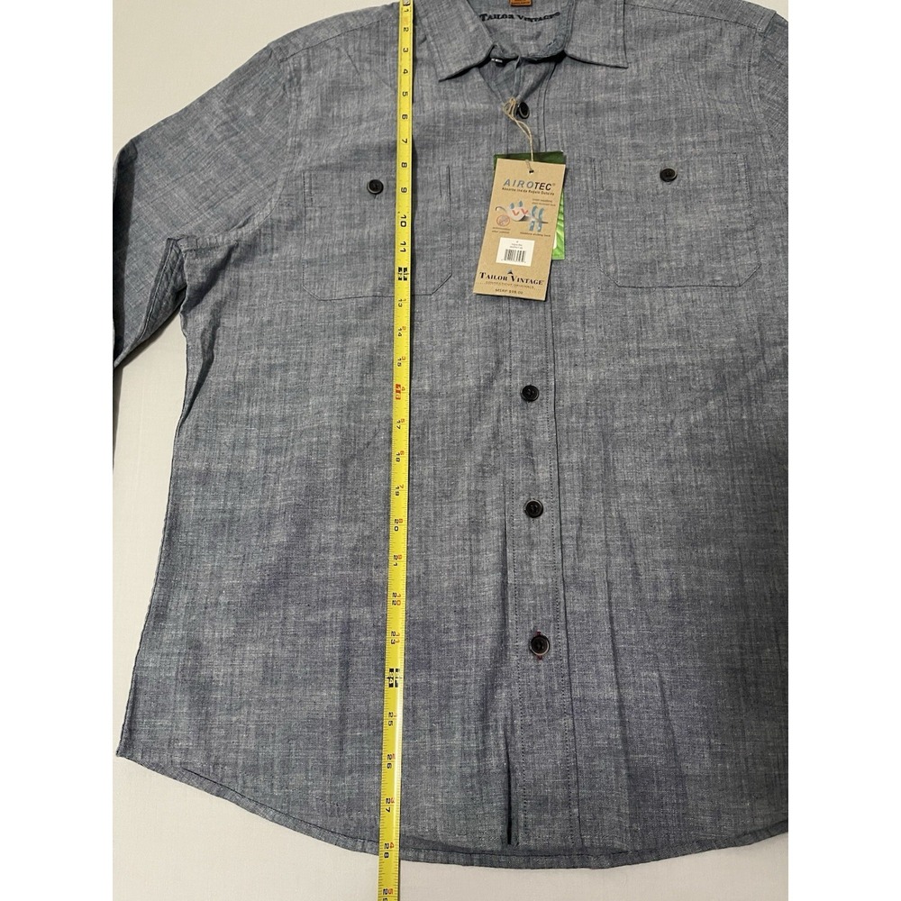 Tailor Vintage M Medium Luxe Performance Insignia Blue Button Down Long Sleeve - Picture 4 of 6